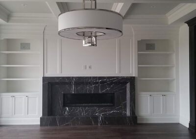 Livingroom fireplace marble, granite, quartz